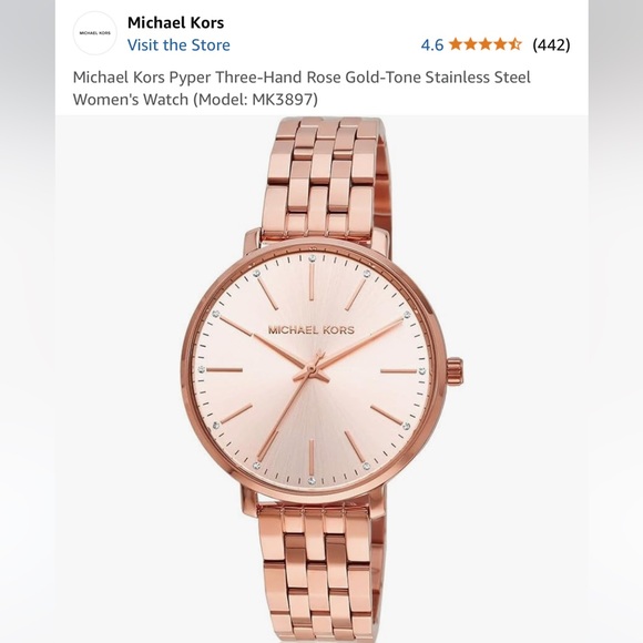 NWT Michael Kors Diamond Rose Gold STAINLESS STEEL designer watch Orig. $220 - Picture 7 of 9